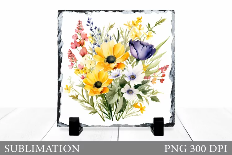 Wildflowers Sublimation. Flowers Slate Sublimation