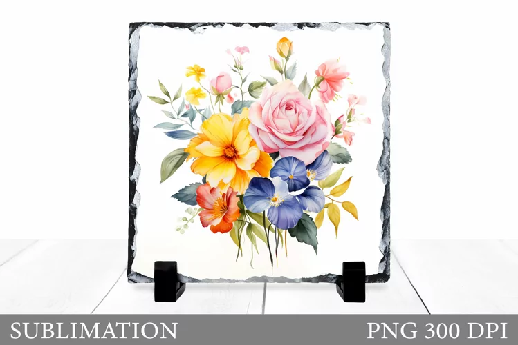 Flowers Sublimation. Wildflowers Slate Sublimation