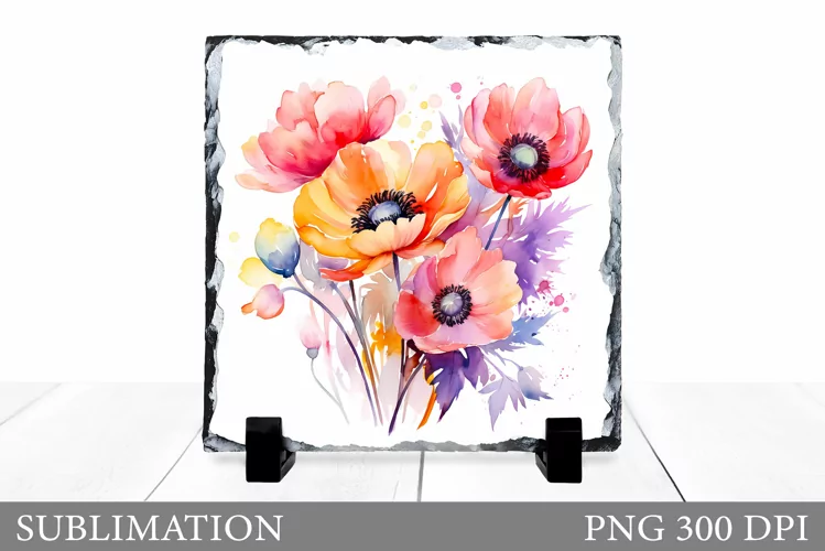 Flowers Sublimation. Wildflowers Slate Sublimation