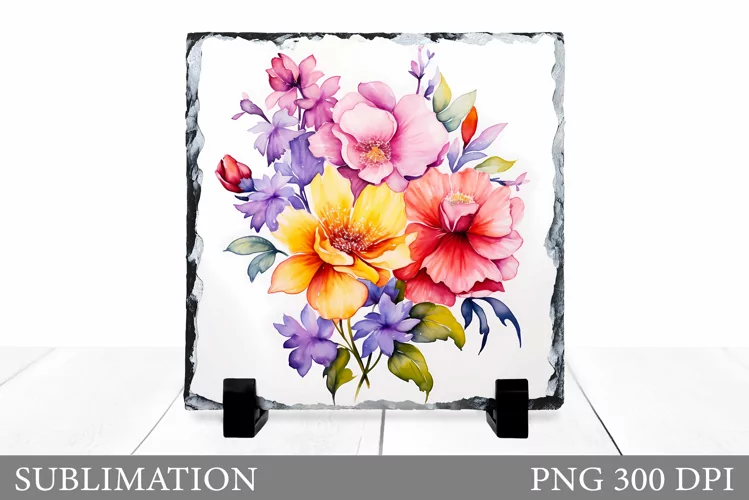 Wildflowers Sublimation. Flowers Slate Sublimation