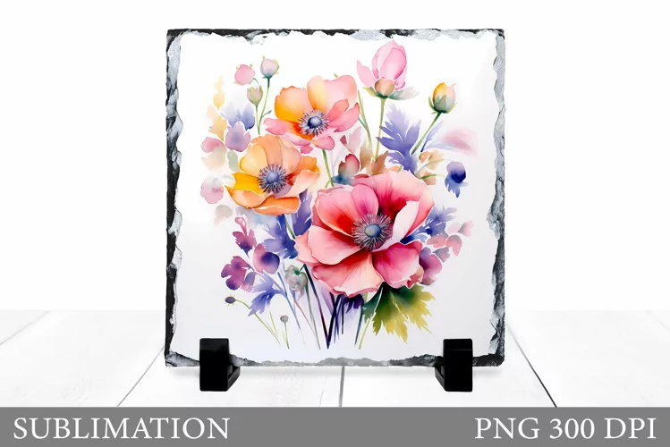 Flowers Sublimation. Flowers Slate Sublimation