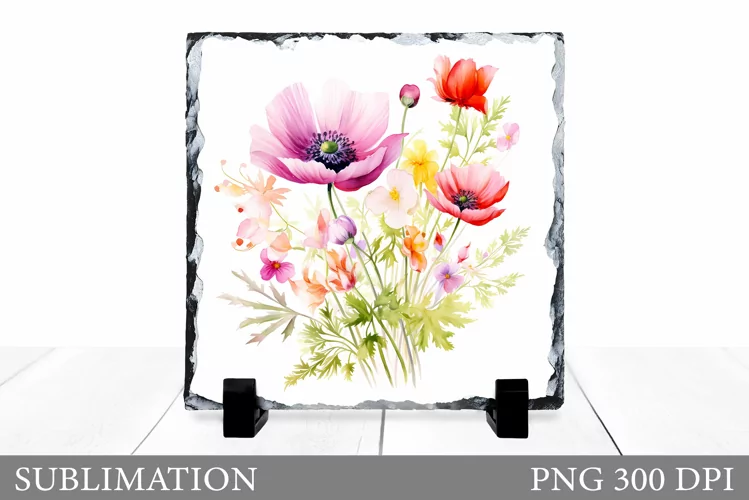 Flowers Sublimation. Wildflowers Slate Sublimation