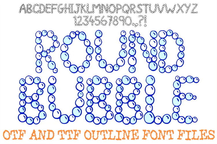 Round Bubble Handwriting ABC Font Hand Drawn Letters