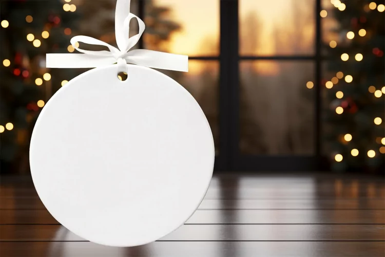 Christmas ornament mockup Round Ceramic ornament mock up