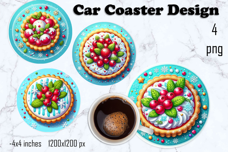 Round Christmas cookie decor Sublimation car Coaster