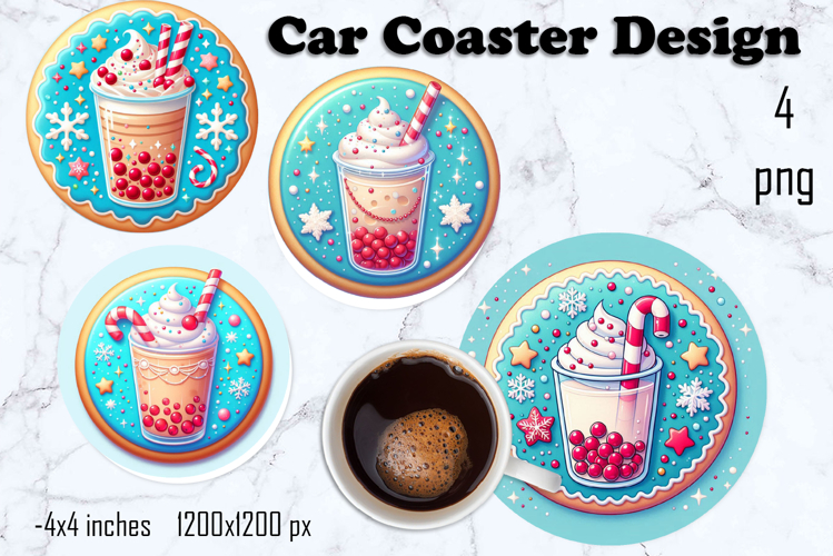 Round Christmas cookie decor Sublimation car Coaster