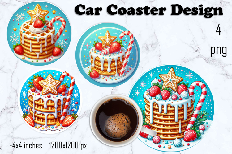 Round Christmas cookie decor Sublimation car Coaster