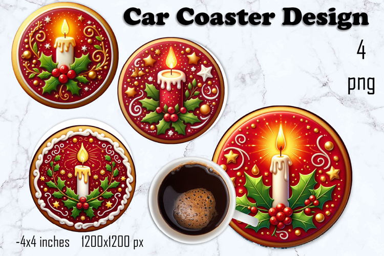 Round Christmas cookie decor Sublimation car Coaster