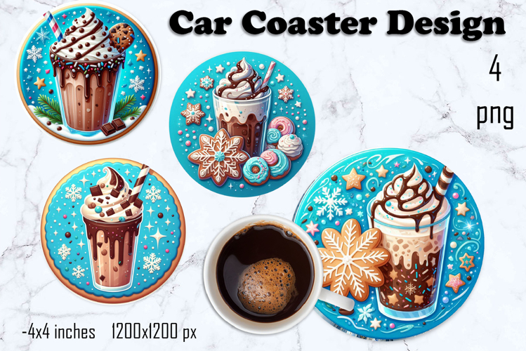 Round Christmas cookie decor Sublimation car Coaster