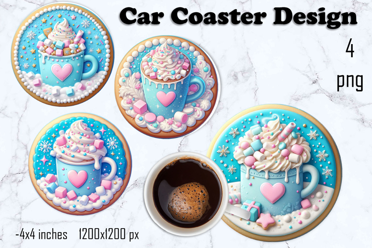 Round Christmas cookie decor Sublimation car Coaster