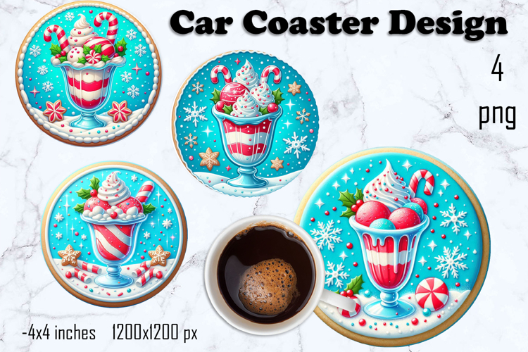 Round Christmas cookie decor Sublimation car Coaster