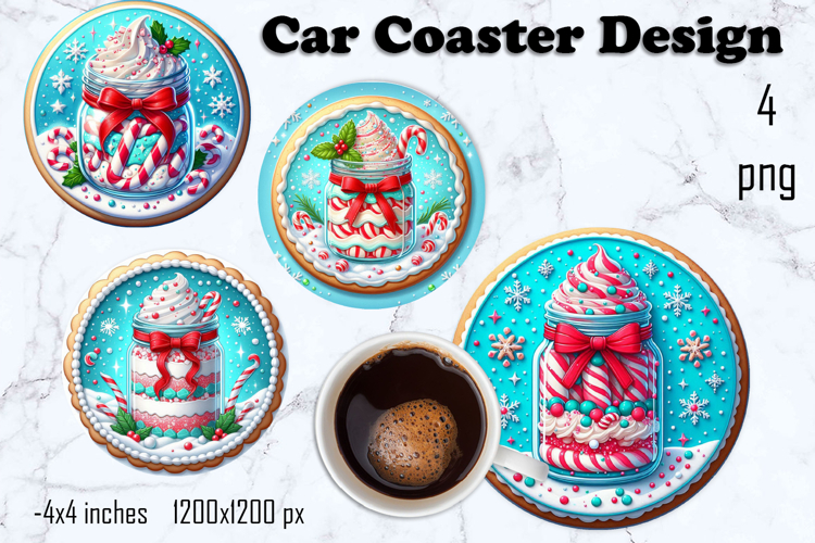 Round Christmas cookie decor Sublimation car Coaster