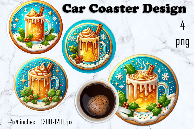 Round Christmas cookie decor Sublimation car Coaster