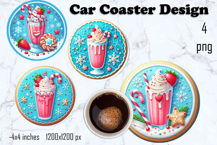 Round Christmas cookie decor Sublimation car Coaster