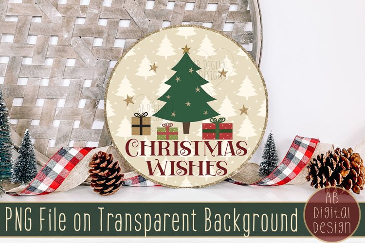 Christmas Round Sublimation Design | Christmas Wishes example image 1