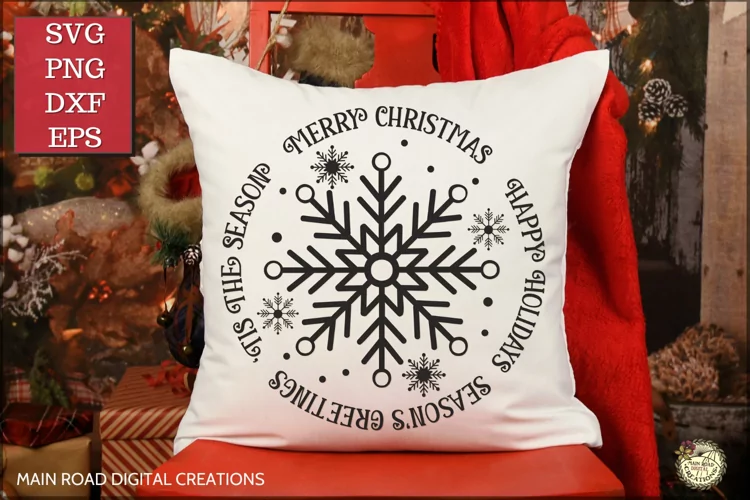 Merry Christmas SVG-Season's Greetings Round Snowflake PNG