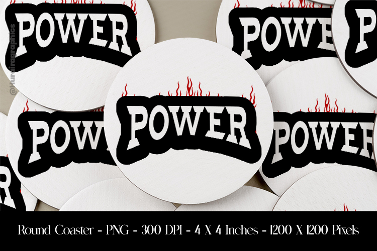 Power Round Coaster Sublimation Design