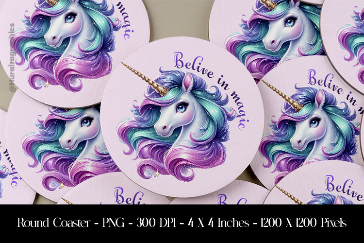 Belive In Magic Round Coaster Sublimation Design