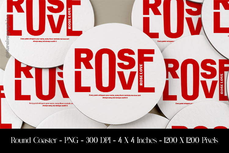 Rose Love Round Coaster Sublimation Design
