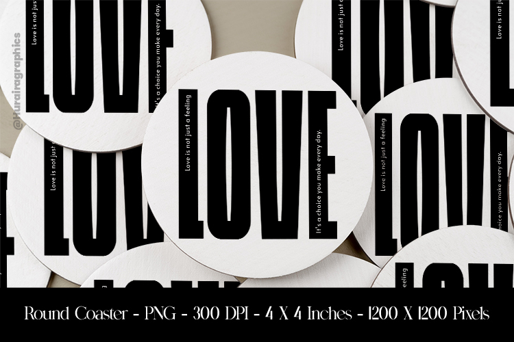Love Round Coaster Sublimation Design