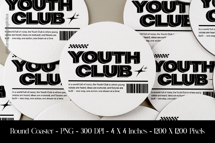 Youth Club Round Coaster Sublimation Design