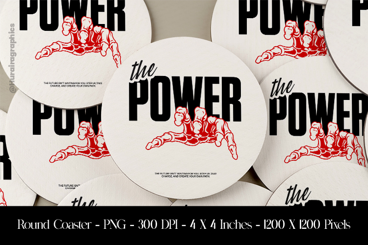 The Power Round Coaster Sublimation Design