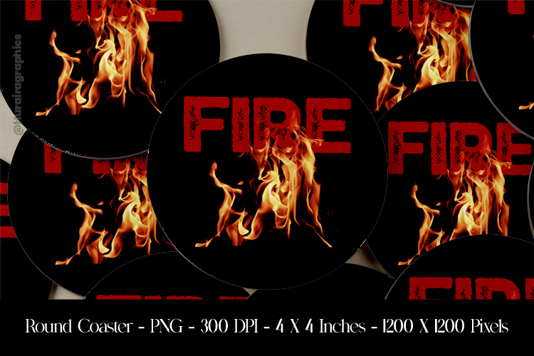 Fire Round Coaster Sublimation Design