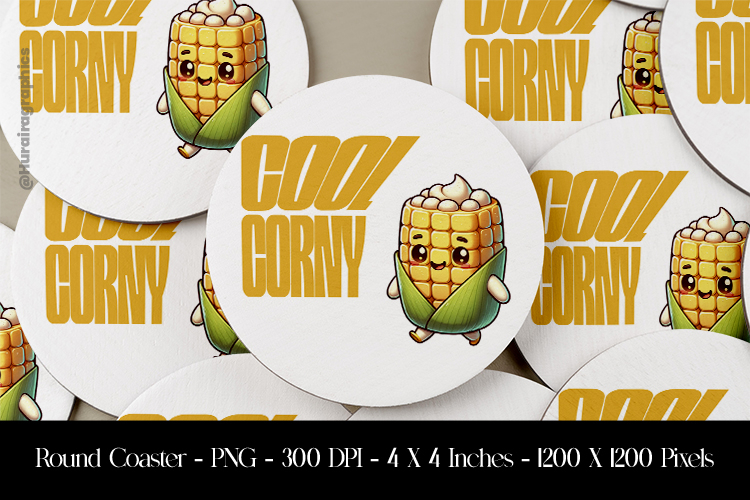 Cool Corny Round Coaster Sublimation Design
