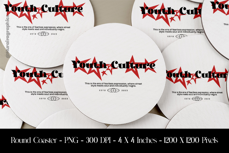 Youth Culture Round Coaster Sublimation Design