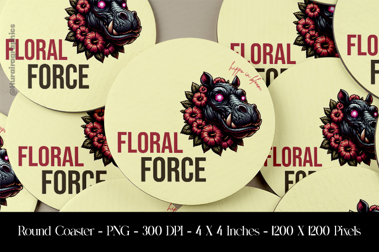 Floral Force Round Coaster Sublimation Design