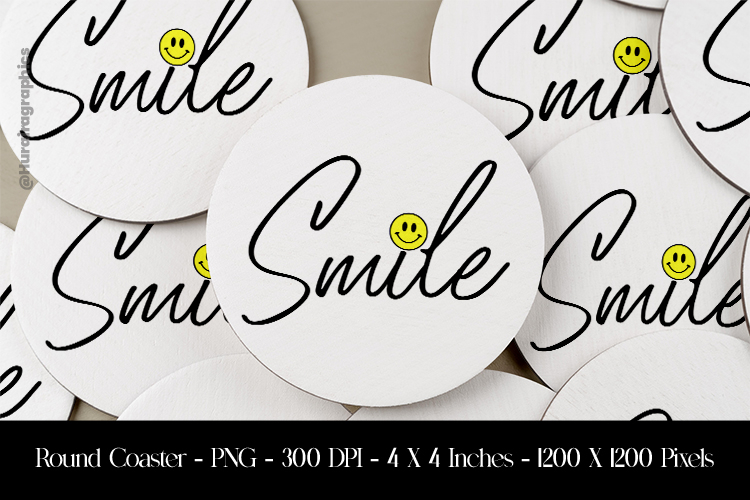 Smile Round Coaster Sublimation Design