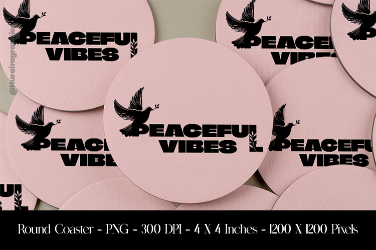 Peaceful Vibes Round Coaster Sublimation Design