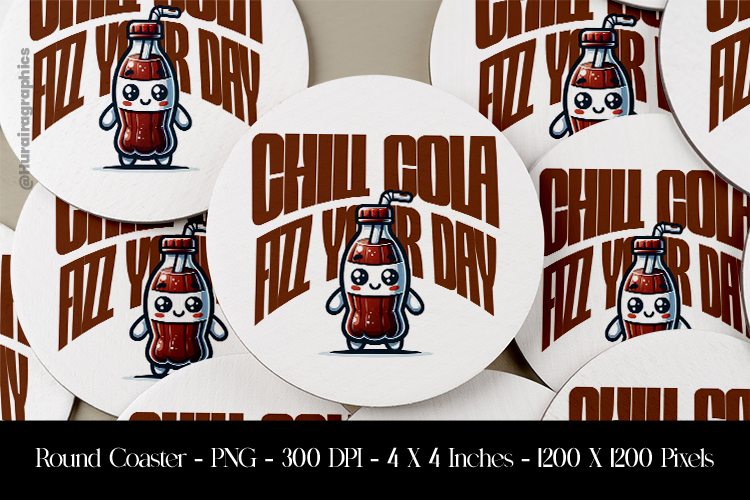 Chill Cola Fizz Your Day Round Coaster Sublimation Design