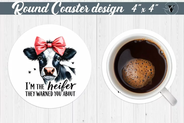 Round Coaster | Funny Cow sublimation | Cow