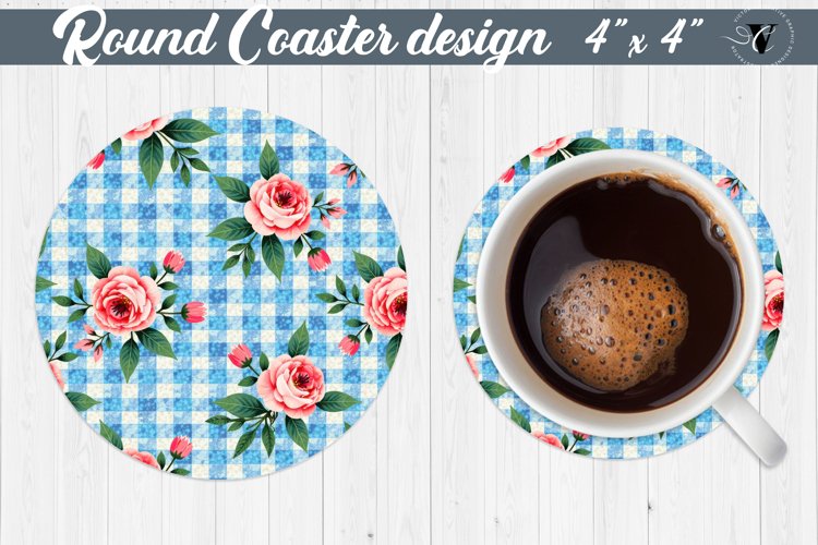 Gingham Round Coasters | floral gingham | Cottagecore