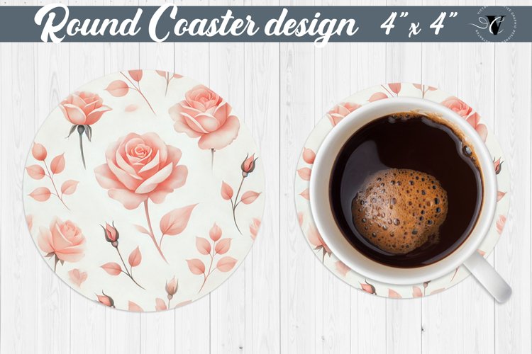 Spring Round Coasters | Watercolor roses