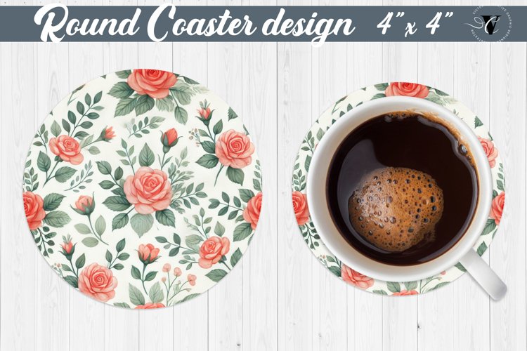 Spring Round Coasters | Watercolor roses