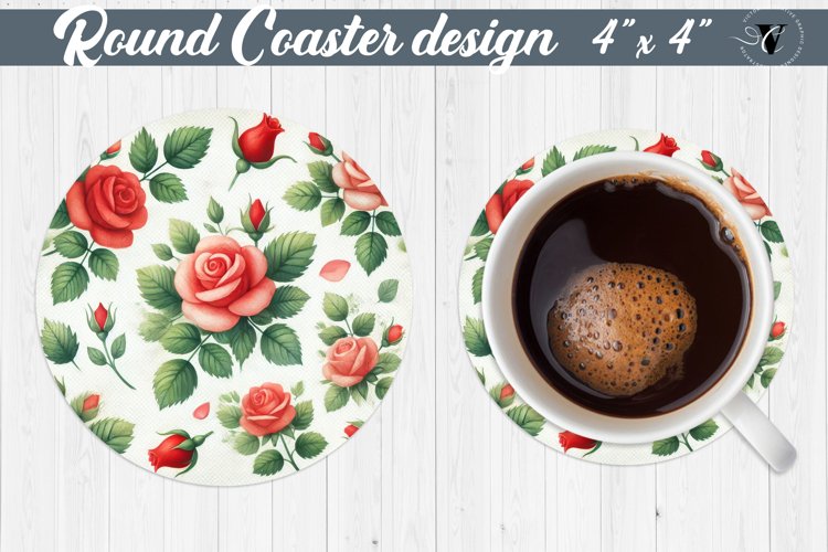 Spring Round Coasters | Watercolor roses