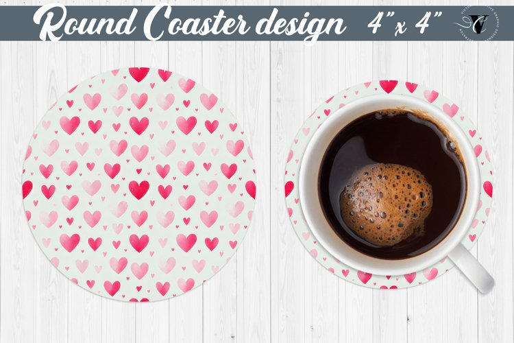 Round Coaster | Hearts pattern