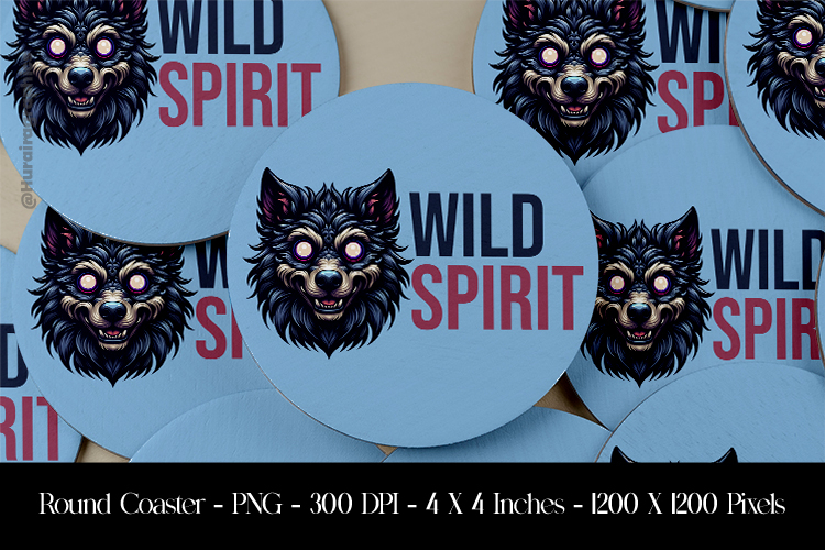 Wild Spirit Round Coaster Sublimation Design