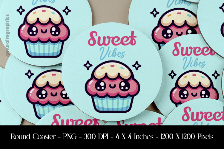 Sweet Vibes Round Coaster Sublimation Design