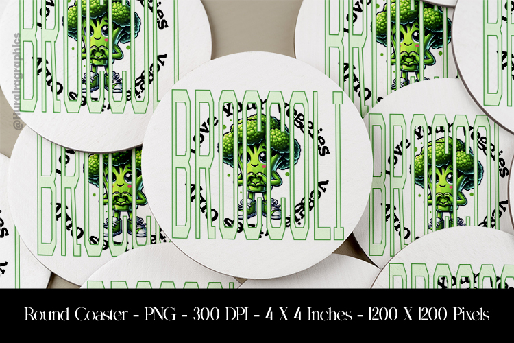 Broccoli Round Coaster Sublimation Design