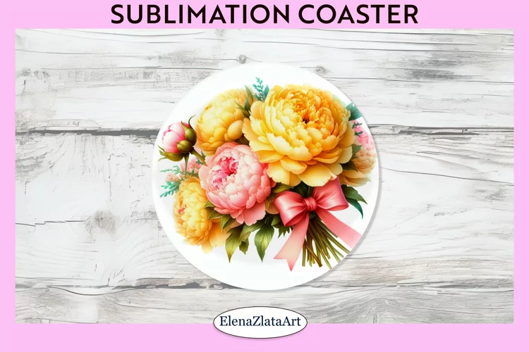 Peonies Coaster | Peony Round Coaster