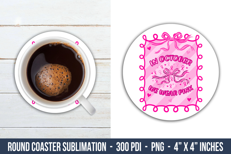 Breast Cancer Coquette Round Coaster | Round Coaster Design