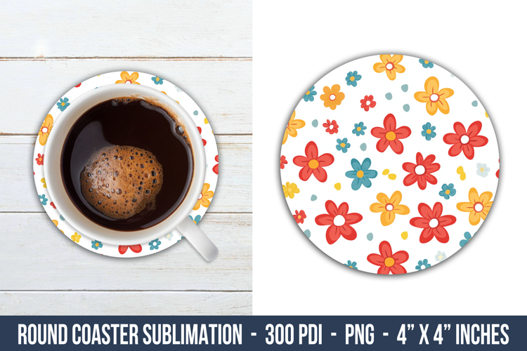 Cute Flower Round Coaster | Round Coaster Sublimation