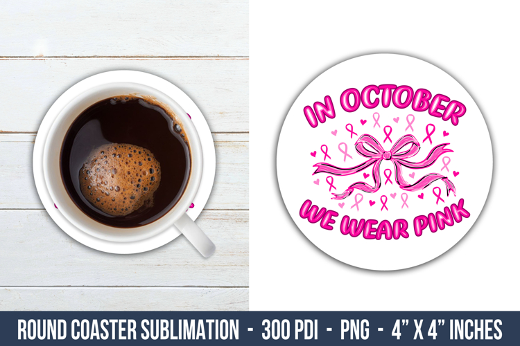 Breast Cancer Round Coaster | Round Coaster Sublimation