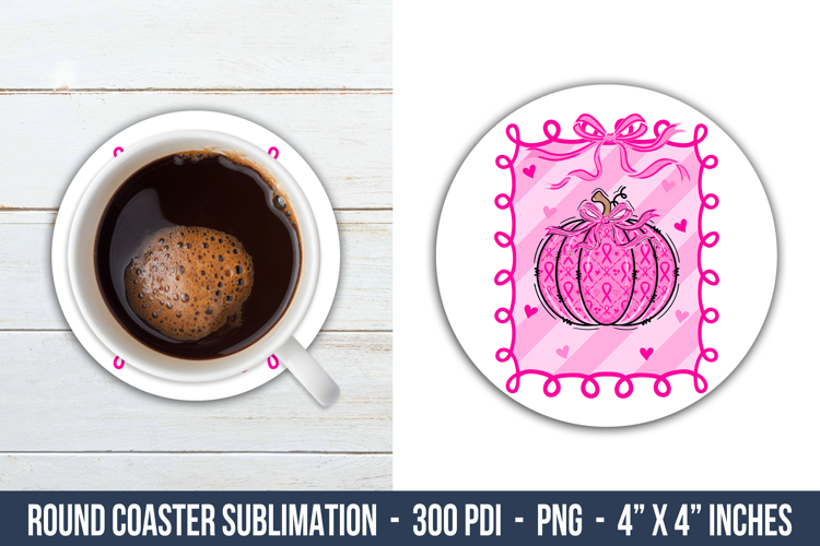 Breast Cancer Coquette Round Coaster | Round Coaster Design