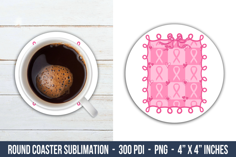 Breast Cancer Coquette Round Coaster | Round Coaster Design