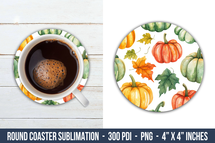 Watercolor Fall Round Coaster | Round Coaster Sublimation