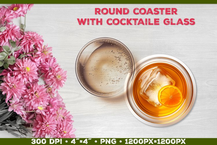 Coaster Sublimation design with Cocktail Glass